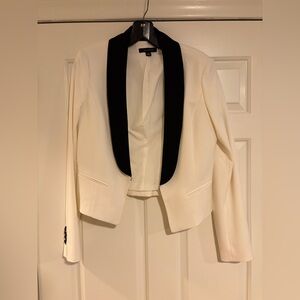 Ann Taylor Cream Blazer with Black Lapel